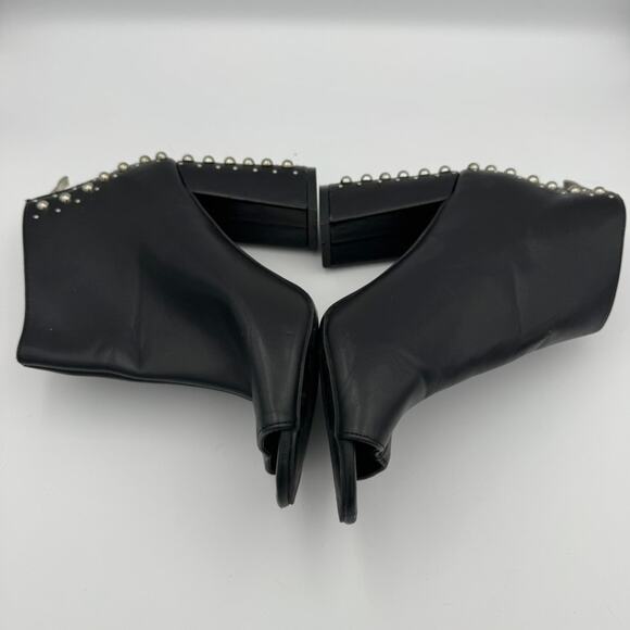 Madden Girl Arla Studded Peep Toe Booties Black 8.5M Block Heel Zip Back - Picture 5 of 8